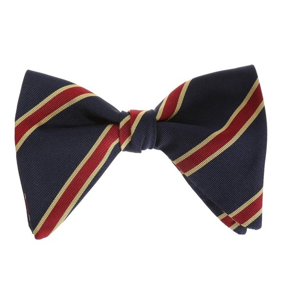 NEW ! Gucci Red and Gold Striped Pencil Bow Tie in Navy - Picture 1 of 5